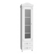 Шкаф-пенал со стеклом Ассоль АС-1 белое дерево