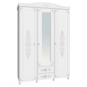 Шкаф трёхдверный с зеркалом Ассоль АС-27 белое дерево