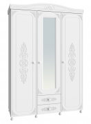 Шкаф трёхдверный с зеркалом Ассоль АС-27 белое дерево