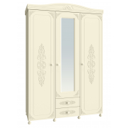 Шкаф трёхдверный с зеркалом Ассоль плюс АС-27 ваниль