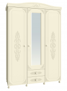 Шкаф трёхдверный с зеркалом Ассоль плюс АС-27 ваниль