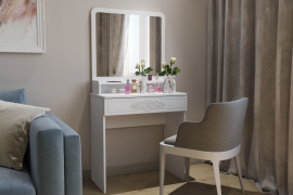 Туалетный столик с зеркалом Ассоль Лайт ТСН-1 белое дерево