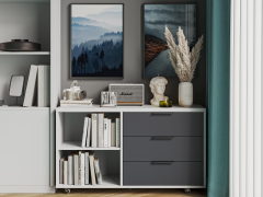 Тумба К-50 белый структурный/графит