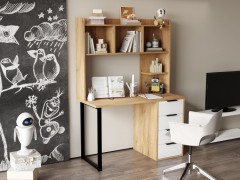 Стол письменный с полкой П-101400 дуб крафт золотой/меренга