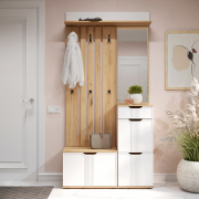 Комплект мебели для прихожей Эмилия ЭЛ-002 дуб крафт золотой/меренга