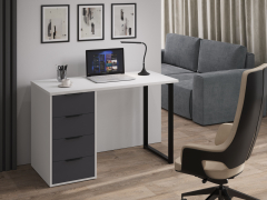 Стол С-400 белый структурный/графит