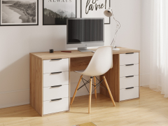 Стол С-403 дуб крафт золотой/меренга (1600х550)