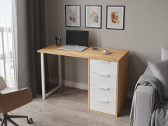 Стол С-410 дуб крафт золотой/меренга (1200х550 белая опора)