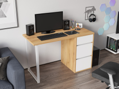 Стол С-411 дуб крафт золотой/меренга (1200х550 белая опора)