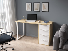 Стол С-412 блэквуд ячменный/меренга (1350х550 белая опора)