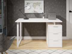 Стол С-416 белый структурный/меренга (1350*600 белая опора)