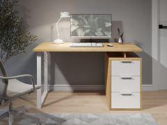 Стол С-416 дуб крафт золотой/меренга (1350*600 белая опора)