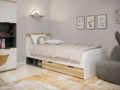 Комплект мебели для детской Скайлайт СЛ-005 блэквуд ячменный/графит/белый/меренга