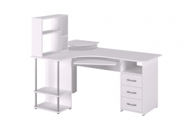 Стол компьютерный С-237 с полкой СЕ-237 белый структурный