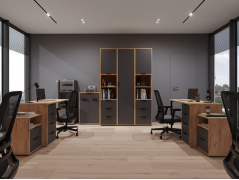 Комплект мебели для офиса Оптима ОП-113 дуб крафт золотой/графит