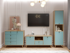Комплект мебели для гостиной Велламо ВО-115 блэквуд ячменный/бирюза