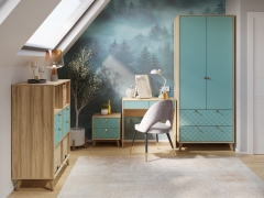 Комплект мебели для кабинета Велламо ВО-108 блэквуд ячменный/бирюза