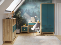 Комплект мебели для кабинета Велламо ВО-106 блэквуд ячменный/морская волна