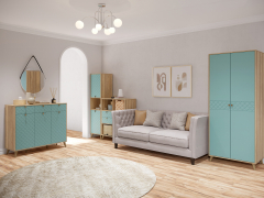Комплект мебели для гостиной Велламо ВО-103 блэквуд ячменный/бирюза