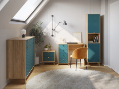 Комплект мебели для кабинета Велламо ВО-109 блэквуд ячменный/морская волна