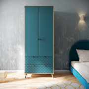 Шкаф Велламо ВО-07 блэквуд ячменный/морская волна