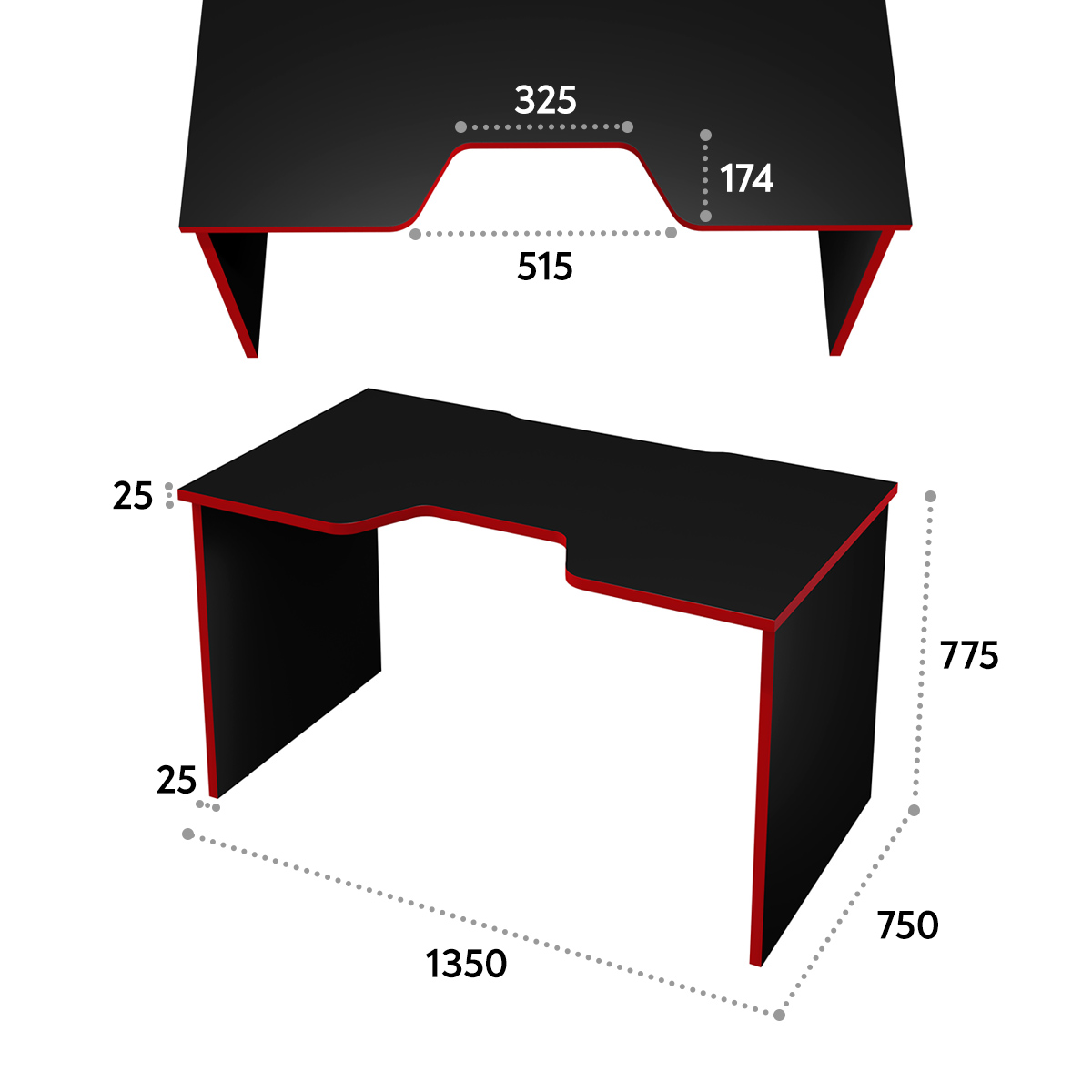 Геймерский стол С-240 черный/красный