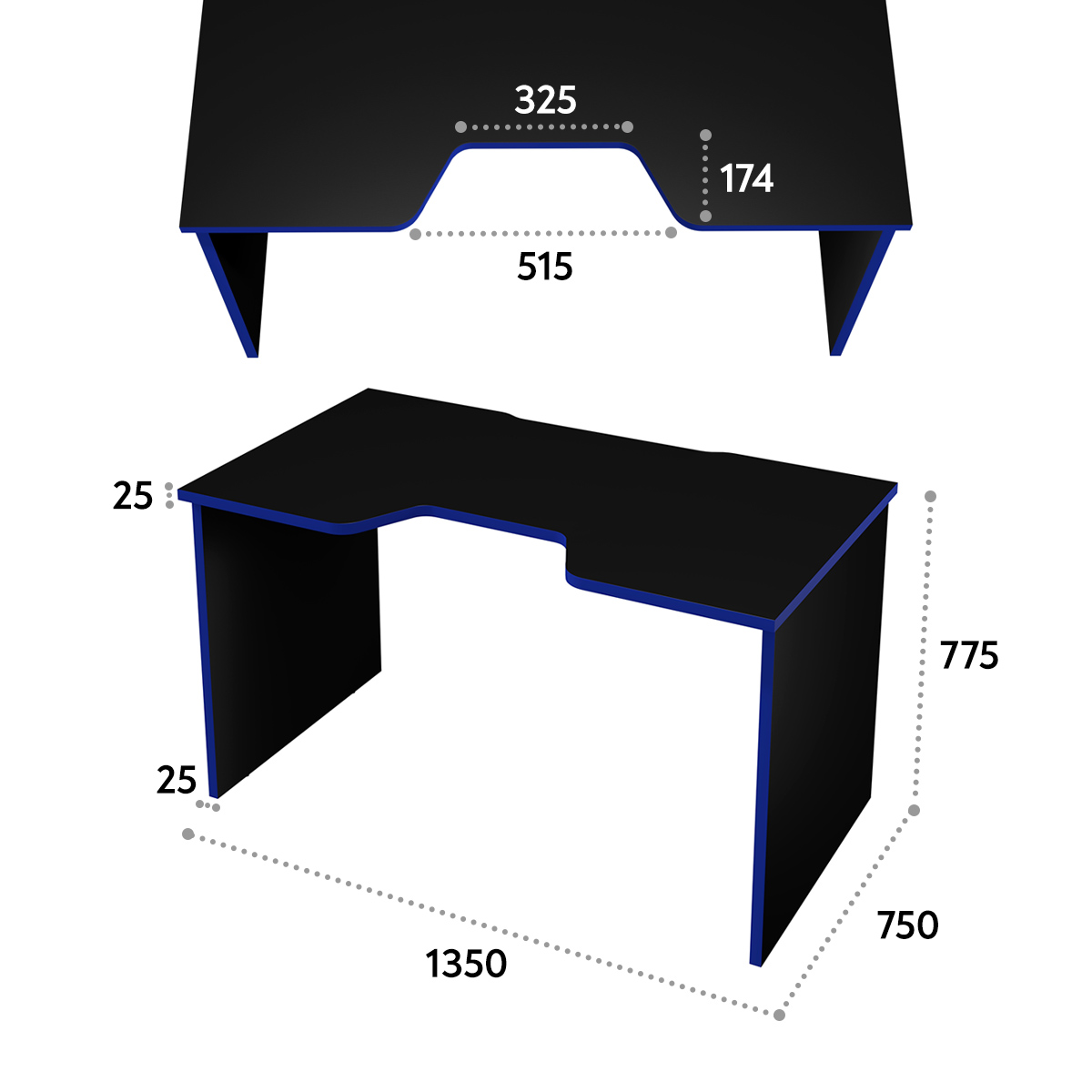 Геймерский стол С-240 черный/синий