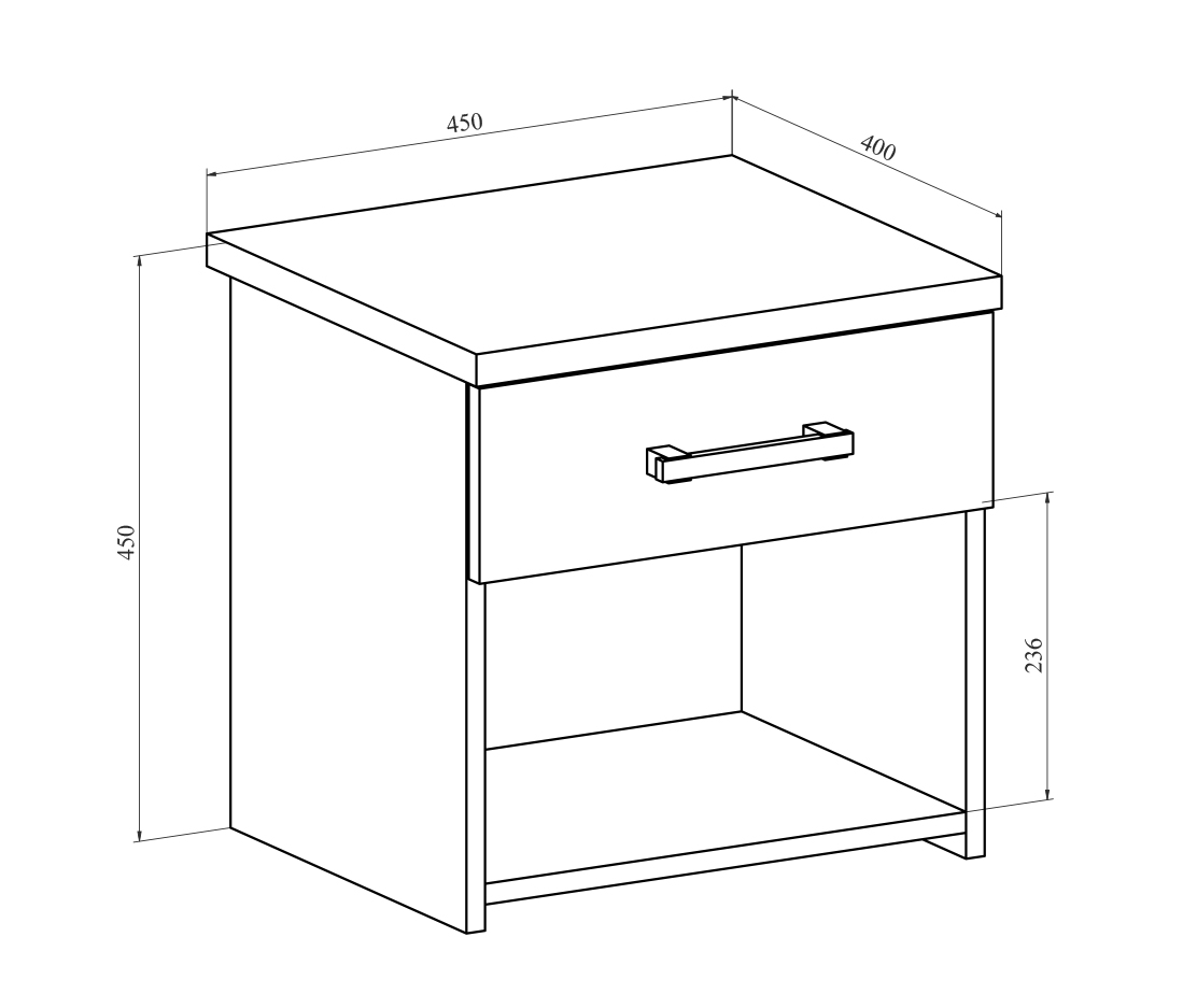 Тумба прикроватная с ящиком Виктория ВИ-16 северное дерево светлое