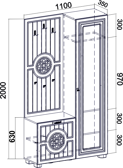 Шкаф комбинированный «Монблан» МБ-11 береза снежная