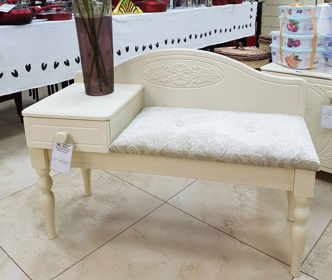 Банкетка Ассоль плюс АС-41 (ящик слева) ваниль