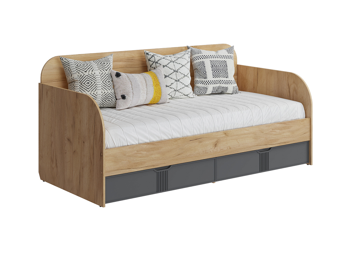 Кровать Эмилия ЭЛ-48 (90/200) дуб крафт золотой/графит