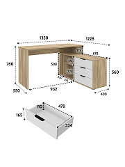 Стол угловой Оптима ОП-22 блэквуд ячменный/меренга