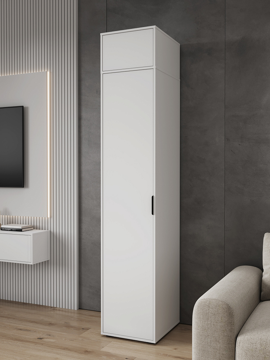 Шкаф-пенал с антресолью Оптима ОП-121 белый структурный/меренга