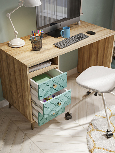 Стол Велламо ВО-18 блэквуд ячменный/бирюза (левый)