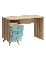 Стол Велламо ВО-18 блэквуд ячменный/бирюза (левый)