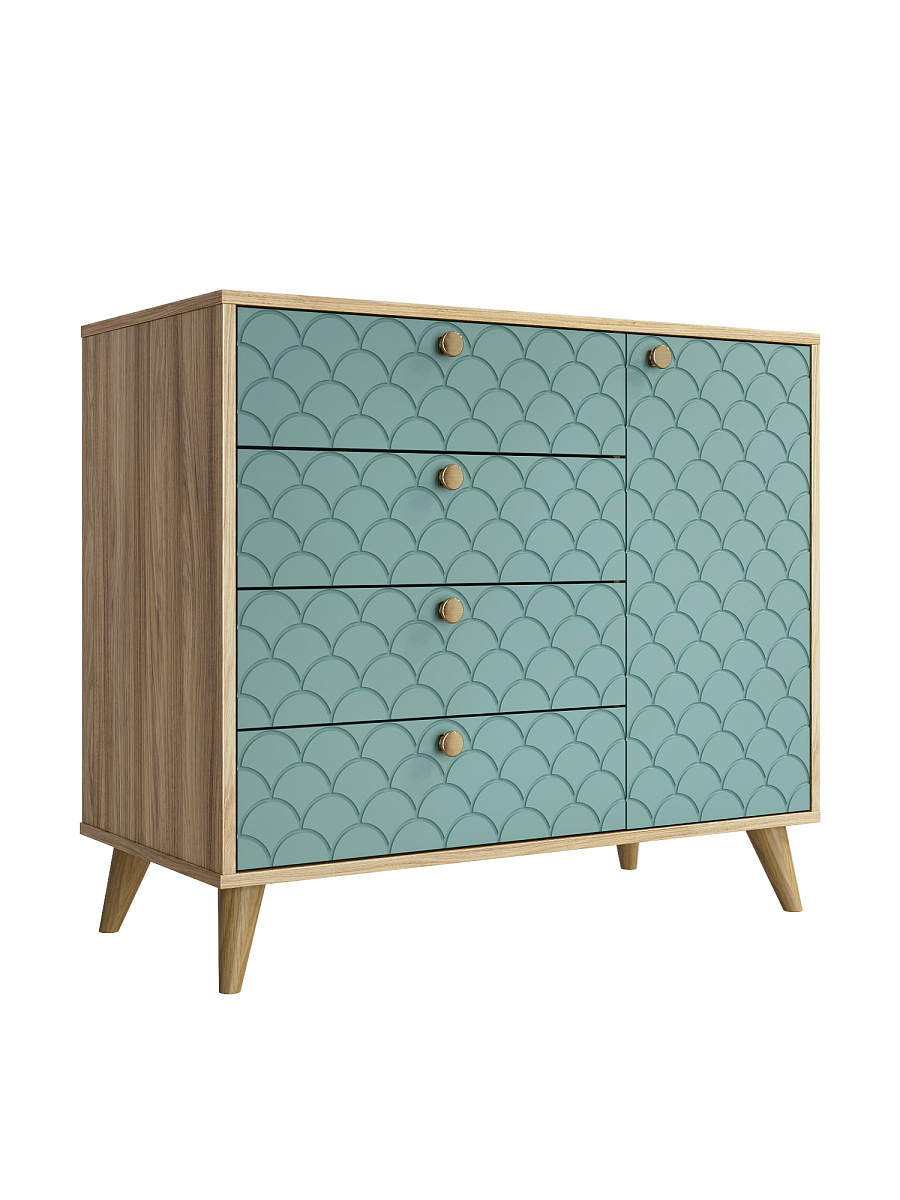 Комод Велламо ВО-11 блэквуд ячменный/бирюза