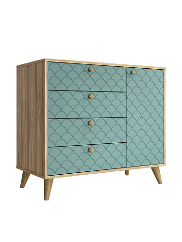 Комод Велламо ВО-11 блэквуд ячменный/бирюза