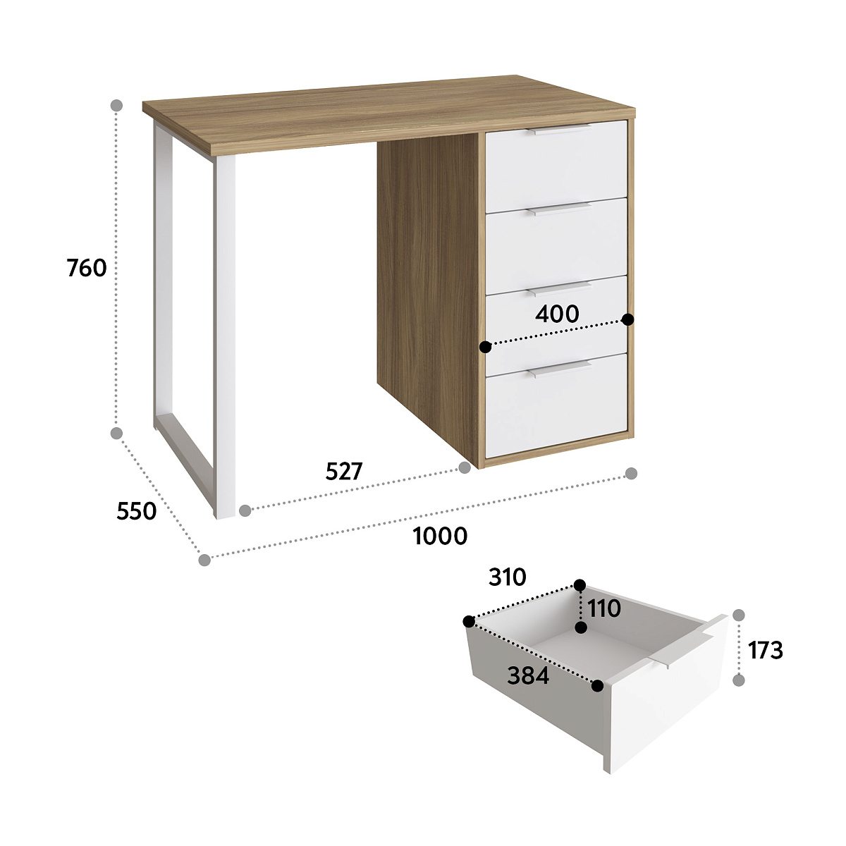 Стол С-414 блэквуд ячменный/меренга (1000х550)