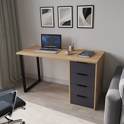 Стол С-402 дуб крафт золотой/графит (1350х550)