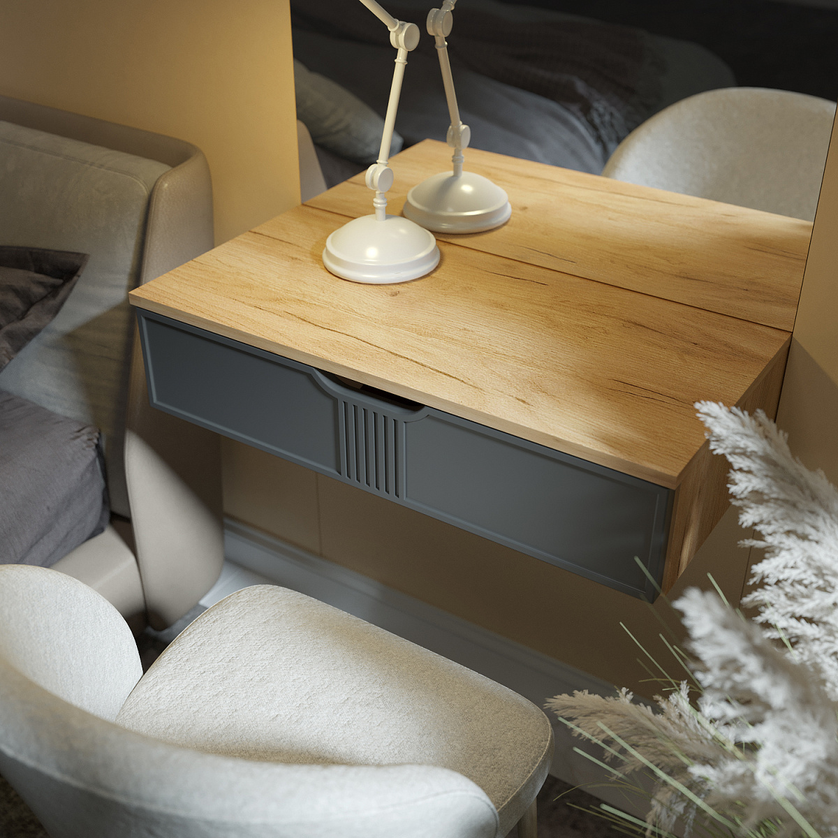 Тумба подвесная ЭЛ-22 дуб крафт золотой/графит