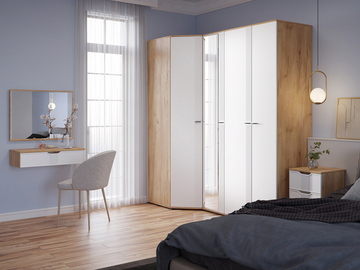 Шкаф для одежды Эмилия ЭЛ-16К глухой дуб крафт золотой/меренга