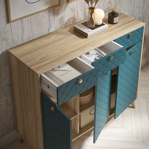 Тумба Велламо ВО-05 блэквуд ячменный/морская волна