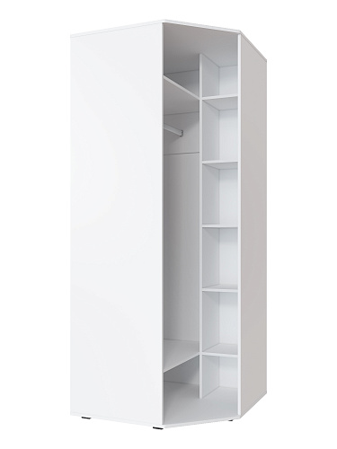 Шкаф угловой Эмилия ЭЛ-17К с зеркалом белый структурный/меренга