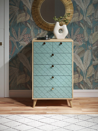 Комод Велламо ВО-02 блэквуд ячменный/бирюза