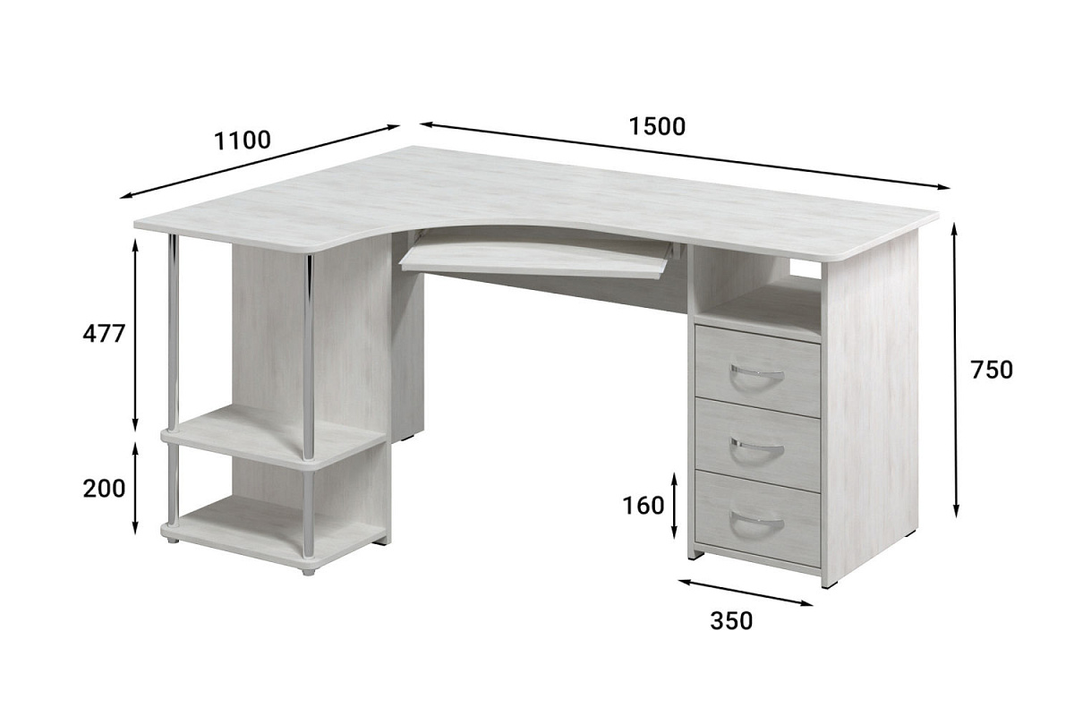 Стол компьютерный С-237 северное дерево светлое