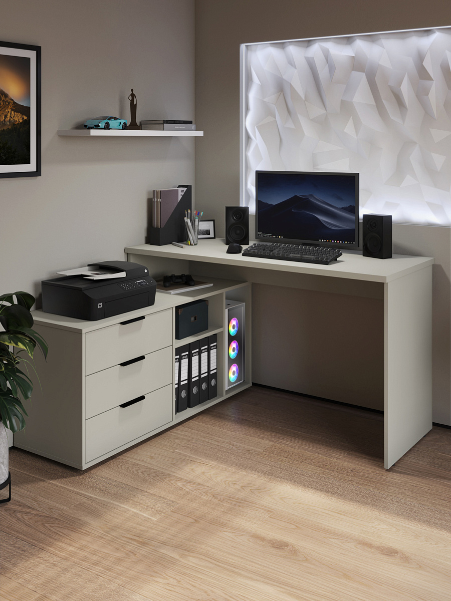 Стол угловой Оптима ОП-21 глиняный серый/риолит