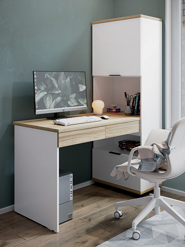 Стол рабочий Скайлайт СЛ-24 блэквуд ячменный/белый/меренга