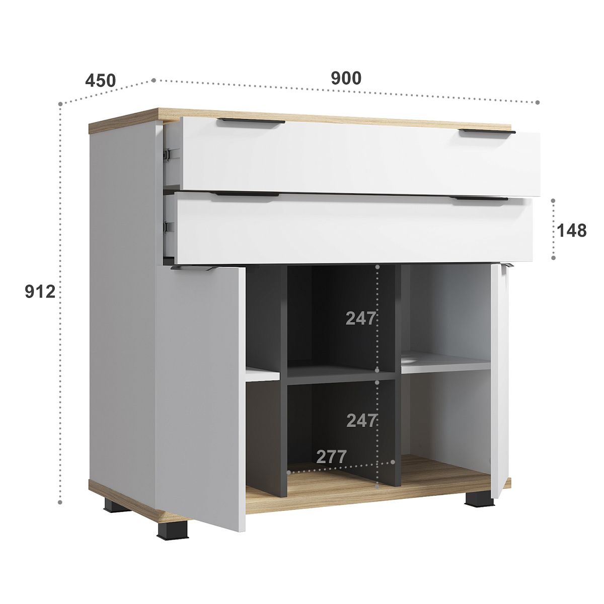 Комод Скайлайт СЛ-10К блэквуд ячменный/графит/белый/меренга