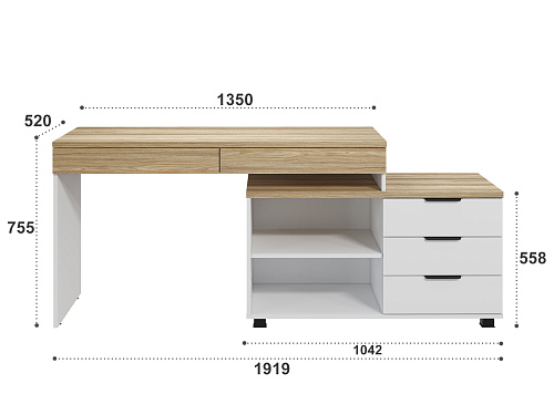 Стол Скайлайт СЛ-22К блэквуд ячменный/белый/меренга