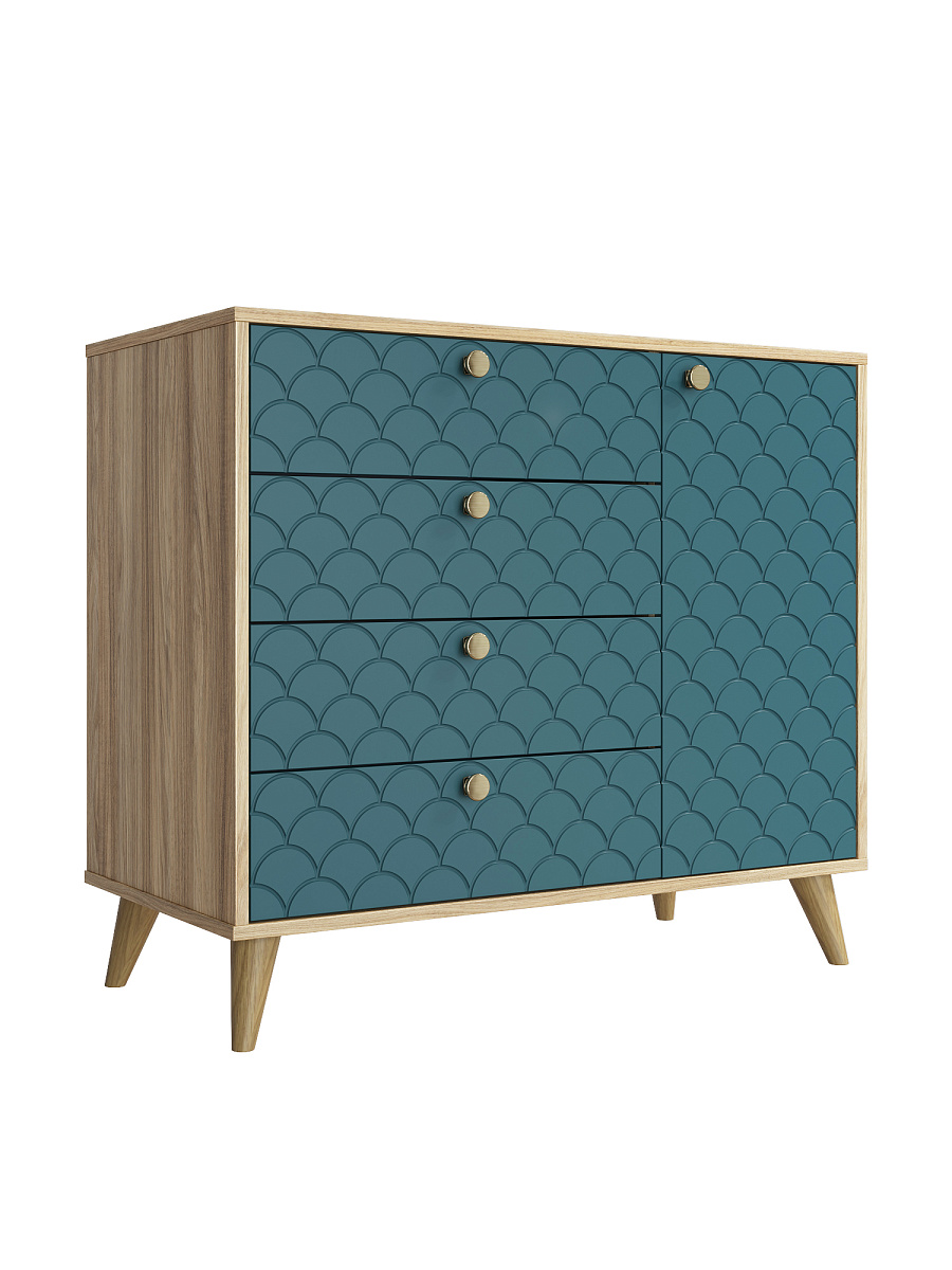 Комплект мебели для гостиной Велламо ВО-117 блэквуд ячменный/морская волна